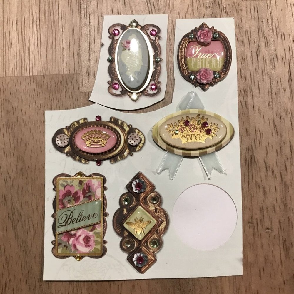 Cameo Broach Dimensional Scrapbook Stickers